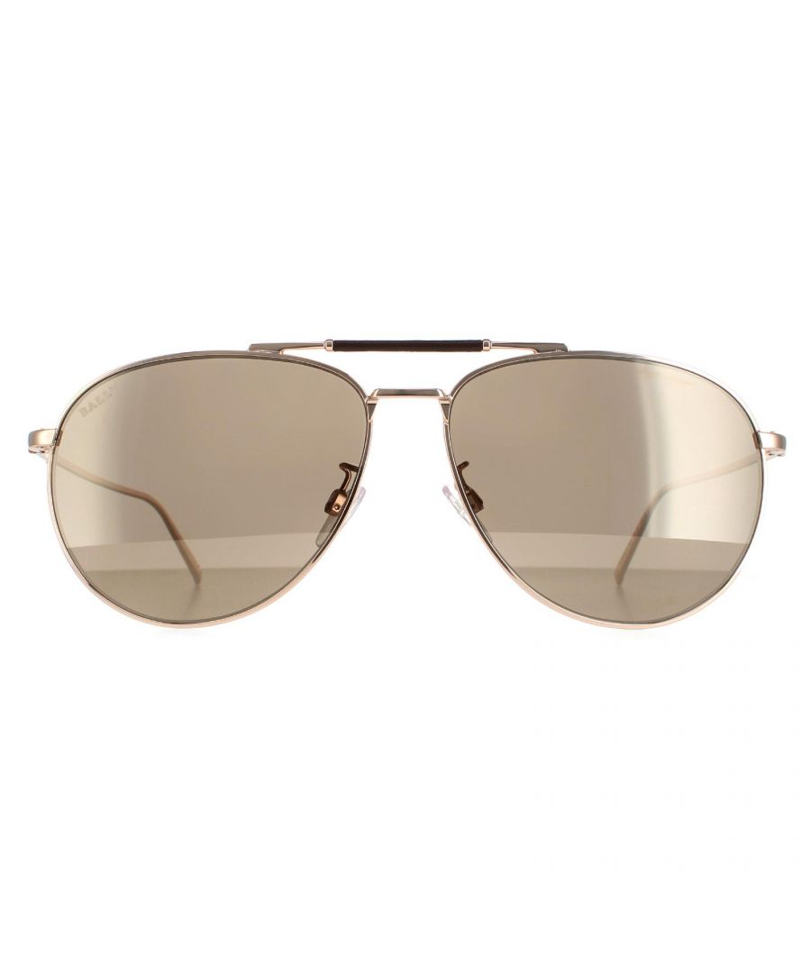 Bally Aviator Mens Cooper  Gold Mirrored  BY0038-D  BY0038-D are a modern aviator style crafted from lightweight metal.. The double bridge design and silicone nose pads ensure all day comfort. Bally's logo features on the slender temples for brand authenticity.
