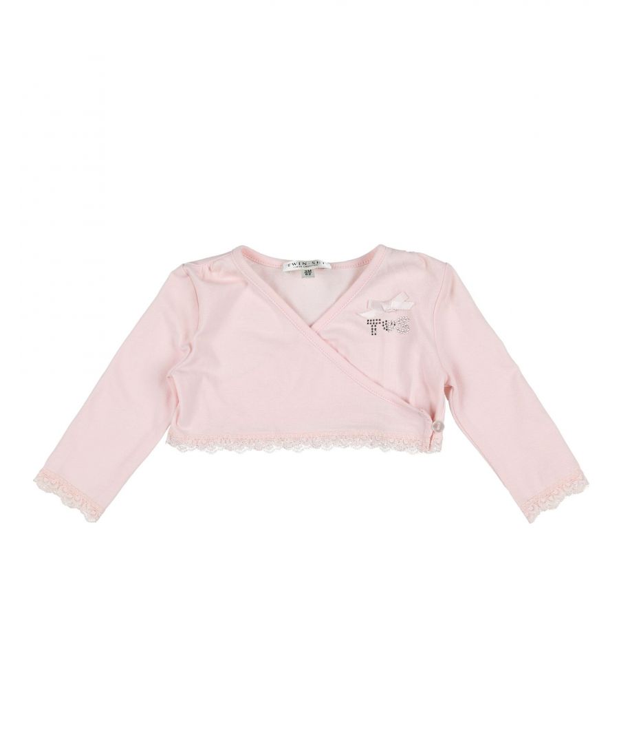 lace, jersey, bow detailing, logo, solid colour, v-neck, lightweight knitted, long sleeves, front closure, button closing, no pockets, hand-washing recommended, do not dry clean, iron at 110° c max, do not bleach, do not tumble dry, stretch