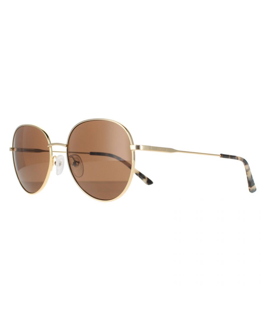 Calvin Klein Round Womens Gold Solid Brown CK20104S Metal (archived) - One Size