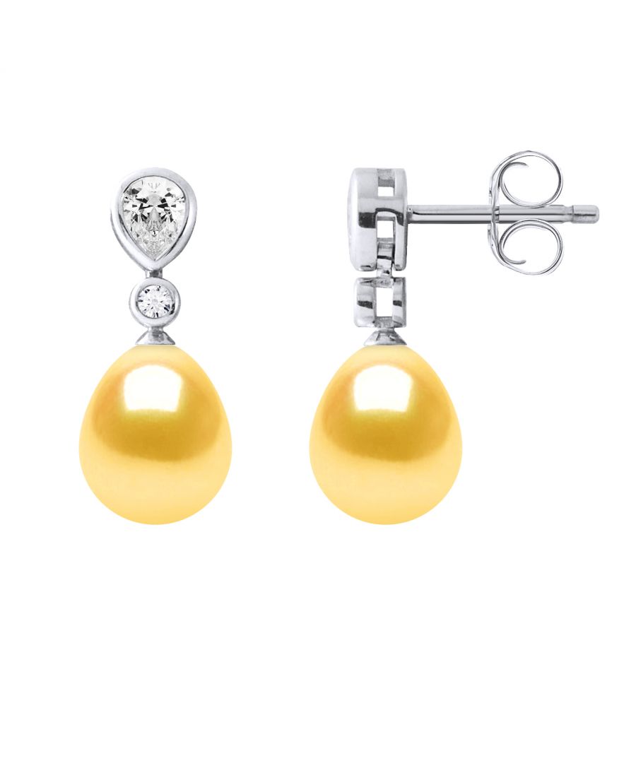 Drop Earrings Jewelry Sweet Water Beads 7-8mm Golden Pears 925