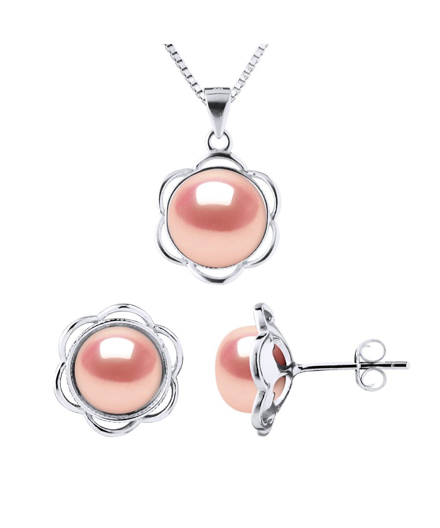 Image for Adornment Necklace & Earrings PETAL Freshwater Pearl 8-9mm Natural Pink 925