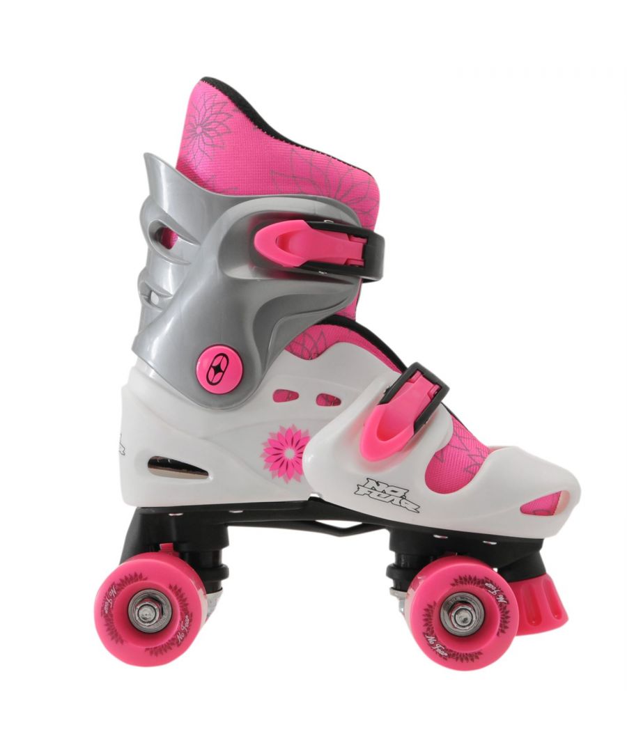 No Fear Quad Skates Girls - The No Fear Quad Skates Girls skates feature a double strap fastening an seperate inner liner for a secure and comfortable fit for whilst your are out skating. The skate also features the No Fear logo on the outer side of the skate.  > Girls Skates > Double strap fastening > Cushioned inner liner > Front stopper > No Fear branding > Upper and Sole: Synthetic, Inner: Textile