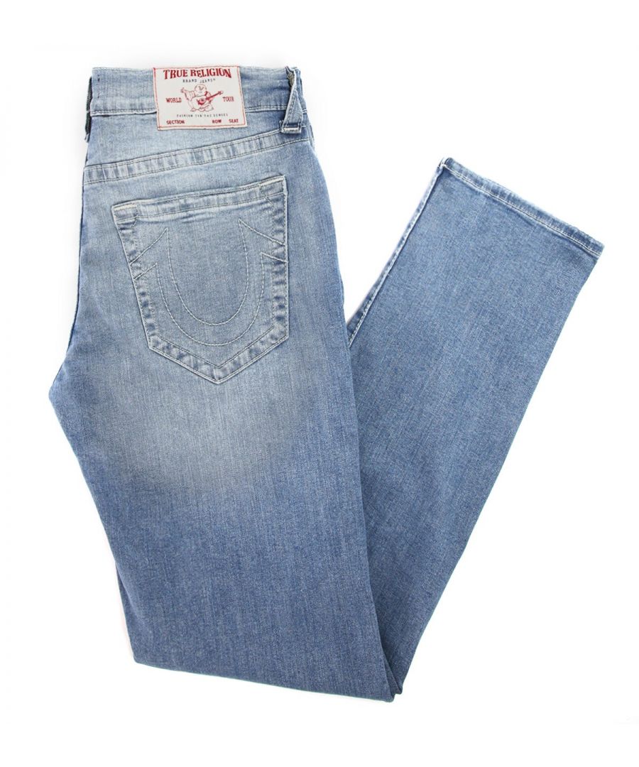 Founded in L.A back in 2002, True Religion have become global denim experts who have redesigned and reinvented the traditional five pocket jean. They quickly became known for quality craftsmanship, bold designs and the iconic lucky horseshoe logo. The Geno Relaxed Slim Fit Jeans from True Religion boast their bold designs. Crafted from stretch cotton denim with intentional fading in a classic five pocket design.  Finished with iconic True Religion branding. Relaxed Slim Fit, Stretch Cotton Denim, Belt Looped Waist, Zip Button Fly Fastening, Five Pocket Design, Intentional  Fading , True Religion Branding. Style & Fit: Relaxed Slim Fit, Fits True to Size. Composition & Care: 98% Cotton, 2% Elastane, Machine Wash.