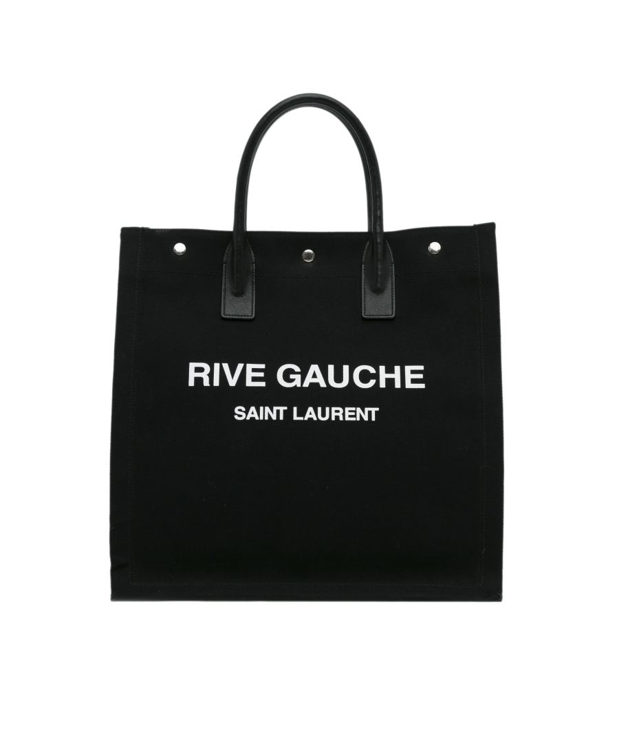 saint laurent pre-owned womens vintage rive gauche north south tote black canvas (archived) - one size