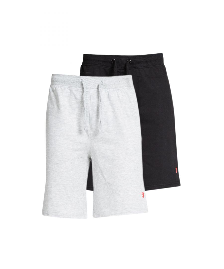 Update your loungewear essentials this season with the 'Cromar' 2-pack lounge shorts from Farah. This set includes two pairs of lightweight fleece shorts featuring an elasticated drawstring waistband, side pockets and a small Farah logo on the leg. Pair with your favourite Farah tee and hoody for the ultimate loungewear look.