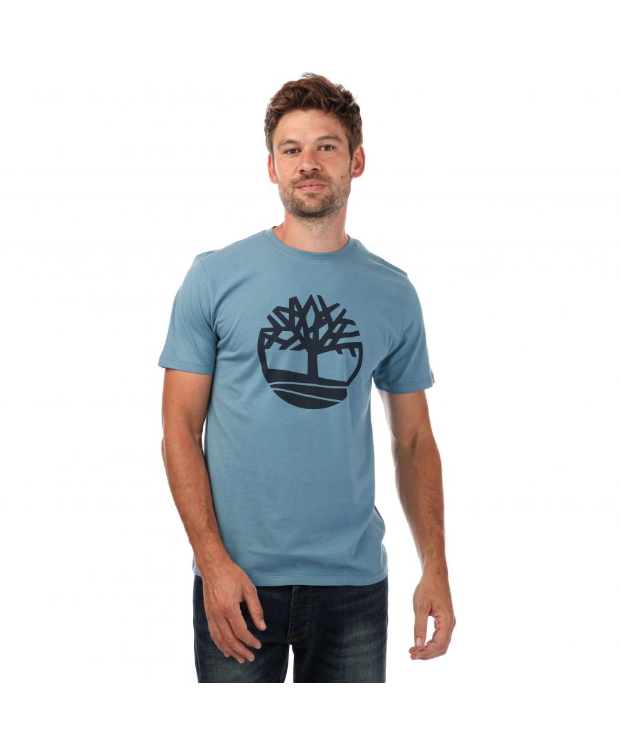 Timberland Mens Tree Logo T-Shirt in Blue Cotton - Size Small