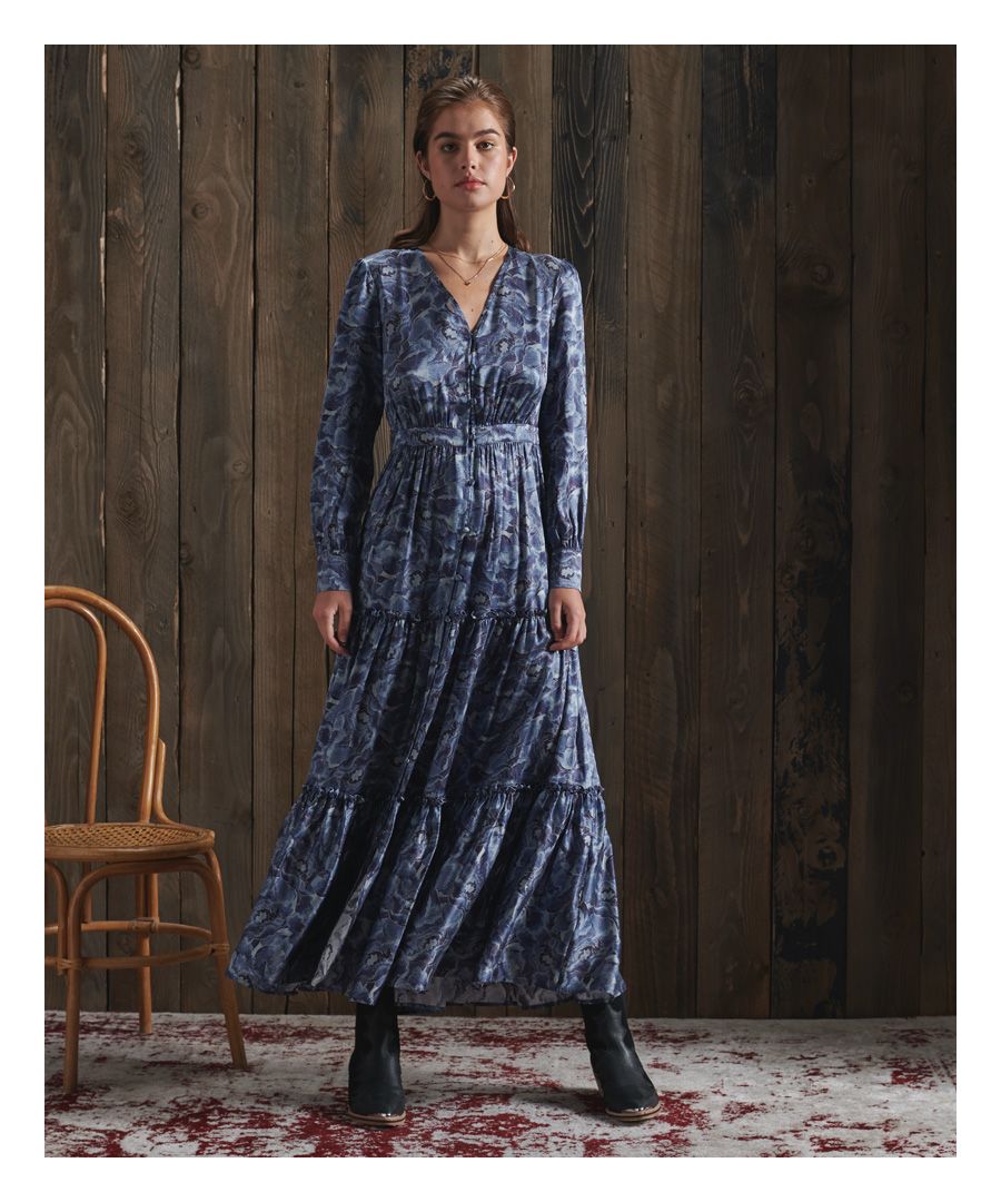 Express your unique self with an equally unique and distinctive dress. This Limited Edition 100% silk dress is expertly crafted and is sure to make a statement.Limited EditionButton fasteningLong sleevesCascading rufflesV-NeckButton cuffsAll over print