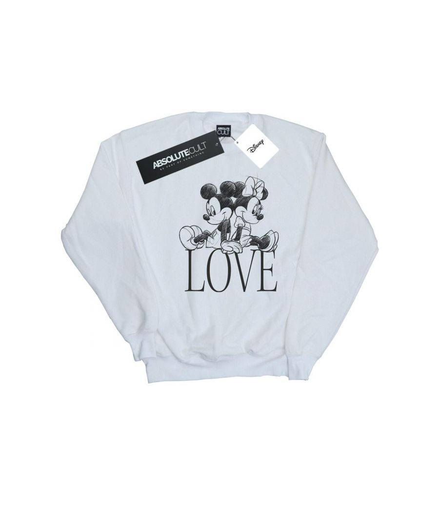 Disney Mens Mickey And Minnie Mouse Love Sweatshirt (White) - Size 4XL