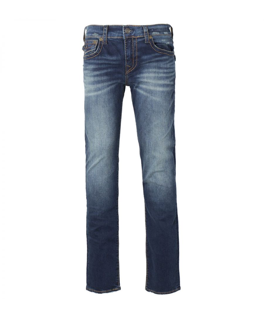 Founded in L.A back in 2002, True Religion have become global denim experts who have redesigned and reinvented the traditional five pocket jean. They quickly became known for quality craftsmanship, bold designs and the iconic lucky horseshoe logo.The Rocco Relaxed Skinny Fit Jeans from True Religion boasts their bold designs. Crafted from stretch cotton denim for everyday comfort in a classic five pocket design with signature big T stitching and iconic flap rear pockets. Finished with the iconic horseshoe detailing at the rear pockets and signature True Religion branding. .Relaxed Skinny Fit, Stretch Cotton Denim, Five Pocket Design, Signature Big T Stitching , Rear Flap Pocket, Zip Button Fly, Belt Loops at Waist, True Religion Branding. Style & Fit:Skinny Fit, Fits True to Size. Composition & Care:99% Cotton, 1% Elastane, Machine Wash.