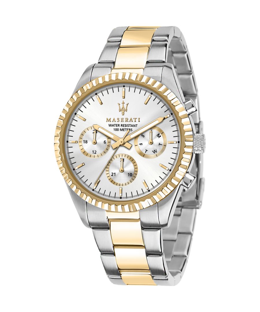 Stijlvol heren horloge van het merk Maserati. Het horloge heeft een polsbandje dat ook kleiner gemaakt kan worden, de kast heeft een diameter van 43 mm en het uurwerk is van Quartz.  Merk: MaseratiModelnaam: R8853100021 (43mm)Categorie: heren horlogeMaterialen: edelstaalKleur: zilver, goud