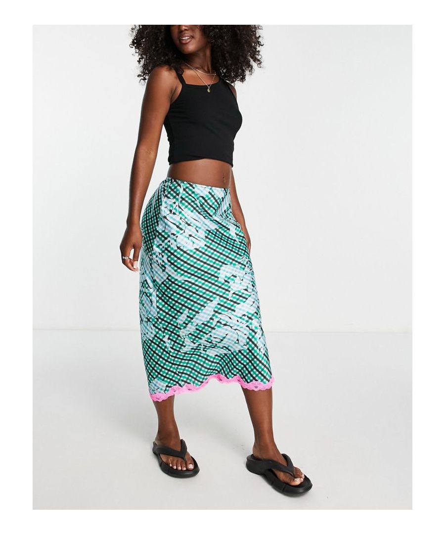 Skirts by Topshop *insert heart-eyes emoji here​* All-over print High rise Lace trim Regular fit Sold By: Asos