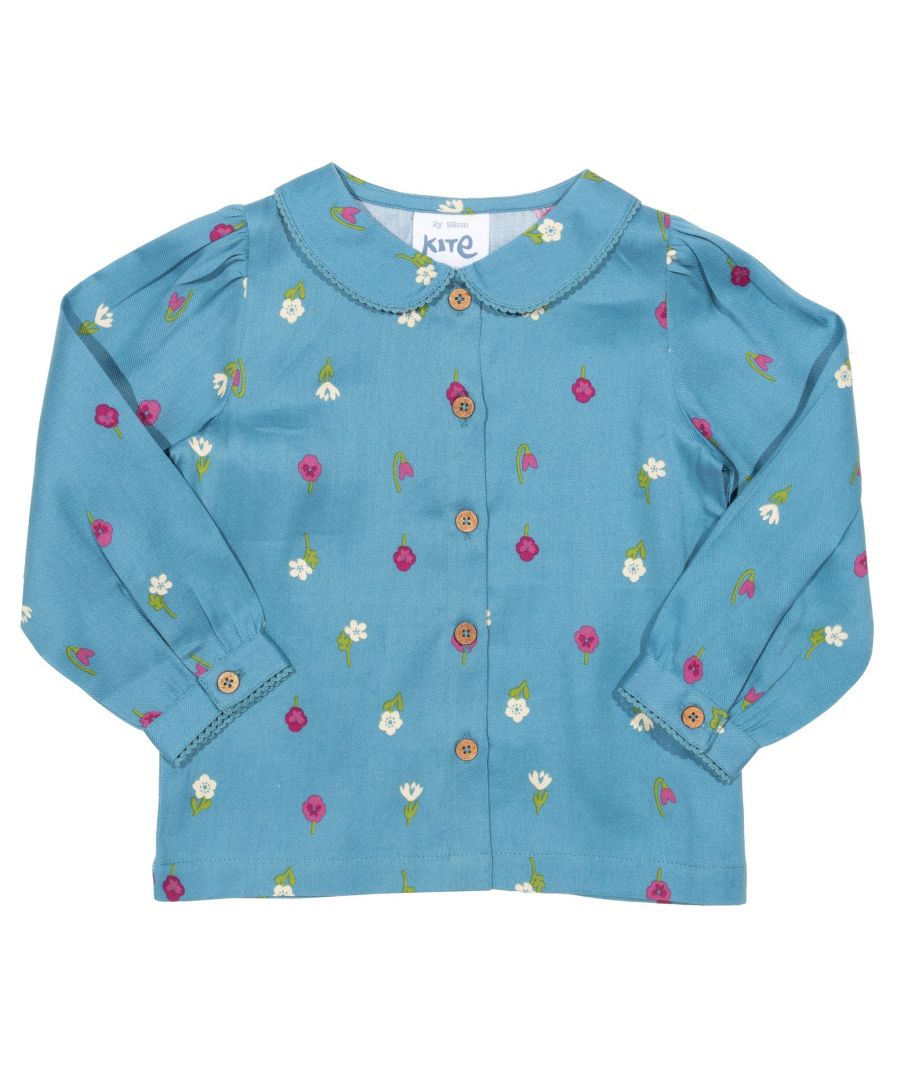 Kite Clothing Girls Little Flora Blouse - Blue Cotton - Size 0-3M