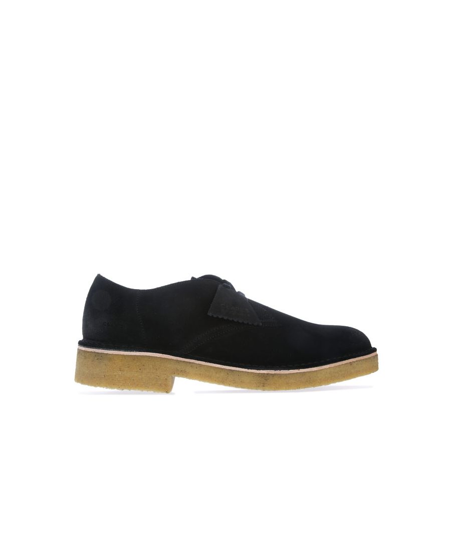 Mens Clarks Originals Desert Khan 221 Suede Shoes in black.-Premium suede upper.- Lace-up construction.- Four eyelet design.- Special 221 raised Crepe rubber outsole.- Suede upper  Leather lining  Synthetic sole.- Ref: 26160616