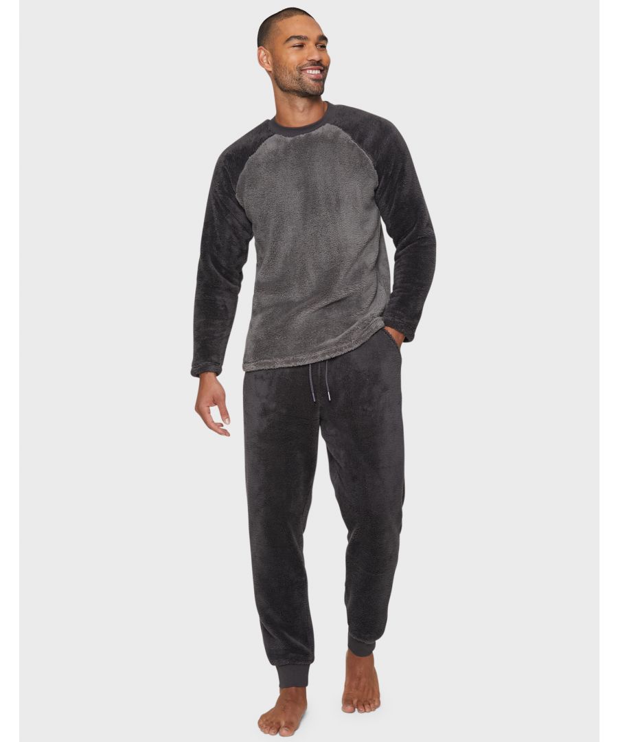 Threadbare Men's 'Cube' Borg Loungewear Set|Size: XL|charcoal