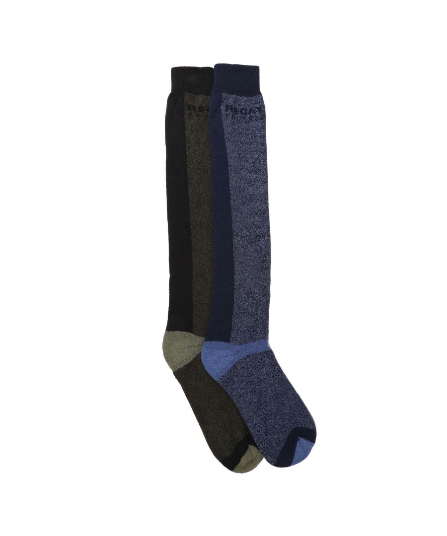 Image for Regatta Mens Pro Assorted Designs Boot Socks Set (Pack of 2) (Blue/Black)
