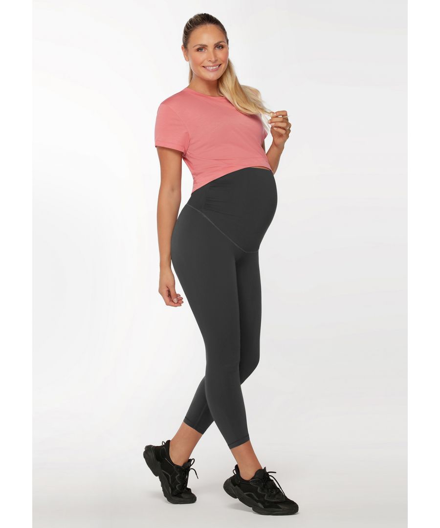 Image for Lorna Jane Full Coverage Washed Maternity Ankle Biter Leggings in Washed Black