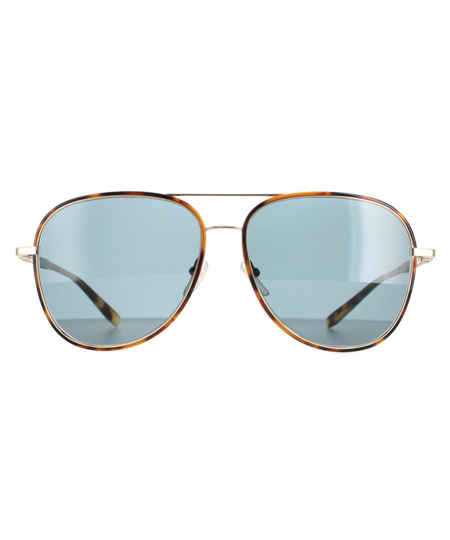 Salvatore Ferragamo Aviator Mens Vintage Tortoise and Shiny Gold Blue SF181S SF181S are an aviator design crafted from lightweight metal. The silicone nose pads provide an all round comfortable fit. Ferragamo's logo can be seen embellished on the temples for brand authenticity.