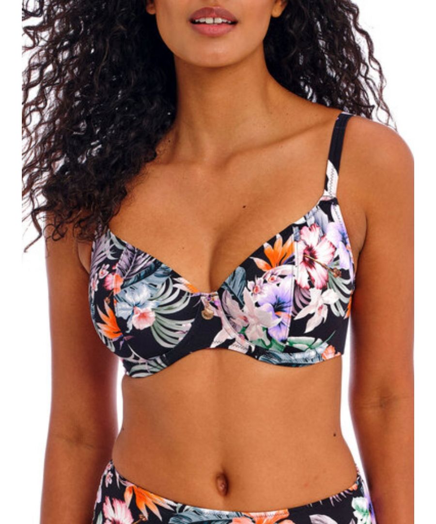 Freya Womens Kamala Bay Plunge Bikini Top - Black Polyamide - Size 36D