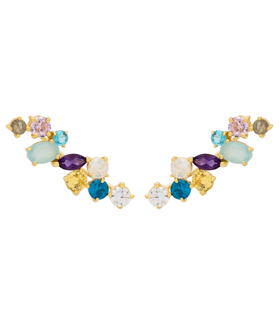 Earrings climber that climb up the edge of your ear and dress it completely. Our Earrings climbers have a special clasp designed to completely adapt to the shape of your ear and fit perfectly at all times.  Composition: 18 carat gold.\n Closing: hook.\n Fuchsia color.\n Stone: agate.