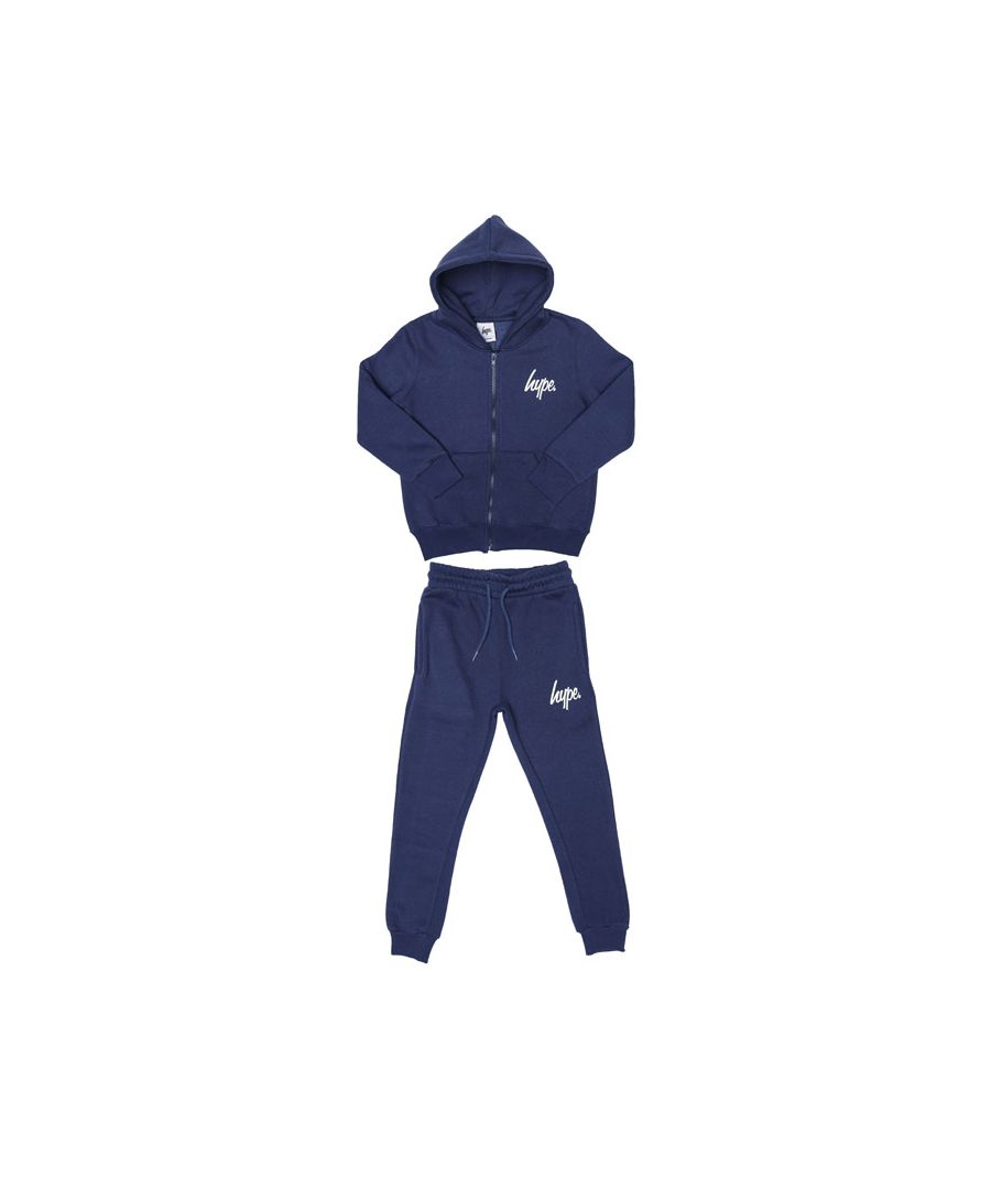 Junior Boys Hype Bundle Tracksuit in blue. - Sweatshirt:- Lined hood.- Full zip fastening.- Kangaroo style pocket to front.- Ribbed cuffs and hem.- Regular fit.- 70% Cotton  30% Polyester. Machine washable.- Pants:- Drawstring waist.- Ribbed cuffs.- Two front pockets. - Regular fit.- 70% Cotton  30% Polyester. Machine washable.- Ref: VWF364J