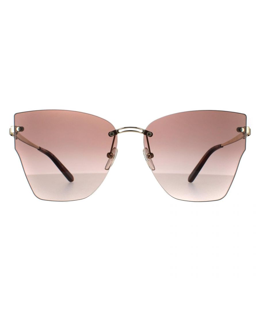 Salvatore Ferragamo Butterfly Womens Gold Brown Gradient Sunglasses SF223S are a gorgeous butterfly design with an upswept brow line and semi rimless lenses. Salvatore Ferragamo logo embellishes the frame front and wraps around to the super slim metal temples