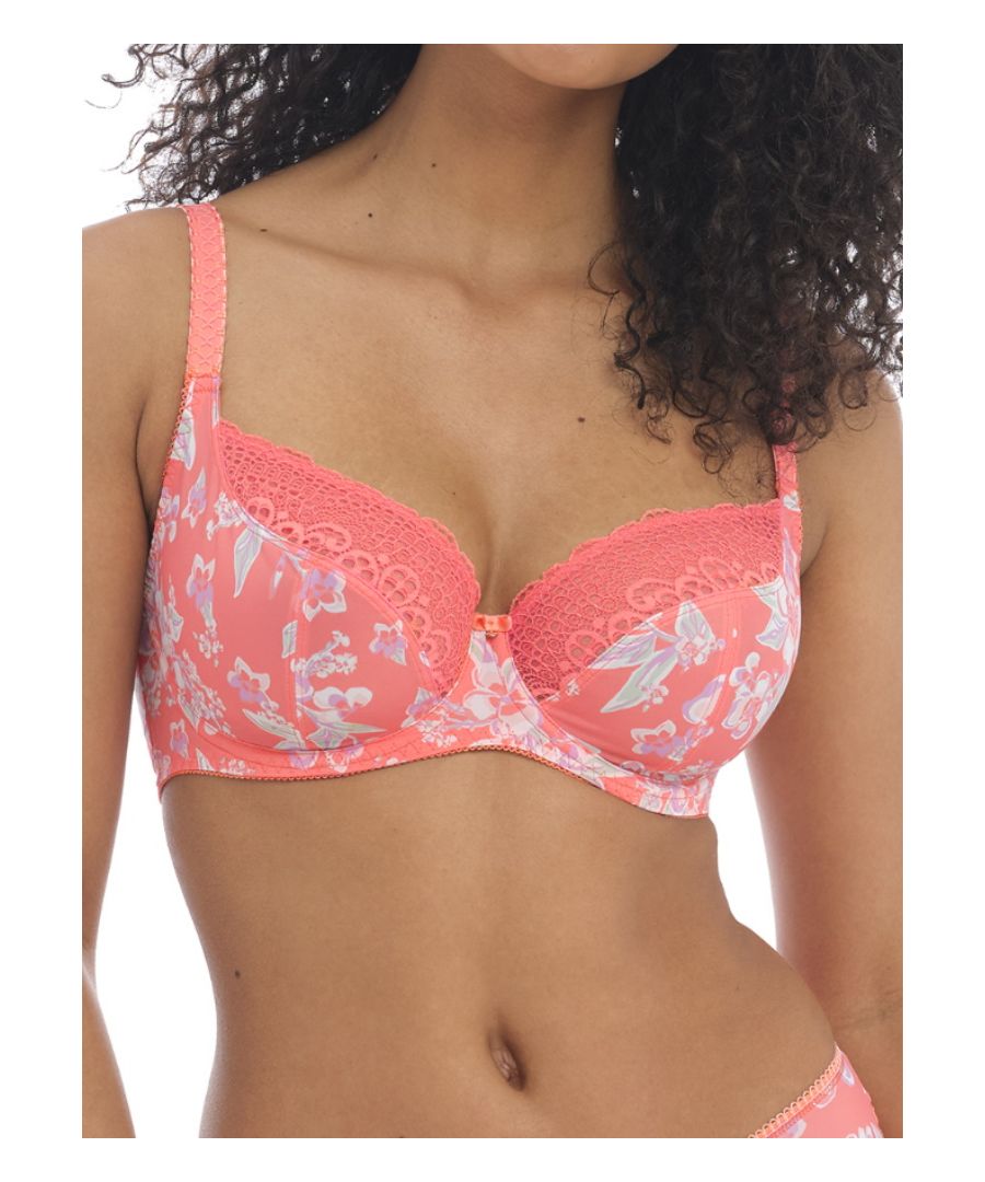 Give your lingerie collection that overdue refresh with the Erin range from Freya. The balcony style low neckline allows you to show off your natural cleavage without the push up effect. The deeper underwired cups and the fully lined bottom half of the cups allow for better coverage and additional support. The bras adjustable straps provide the perfect fit for all day comfort. The crochet-style lace design adds a feminine touch.