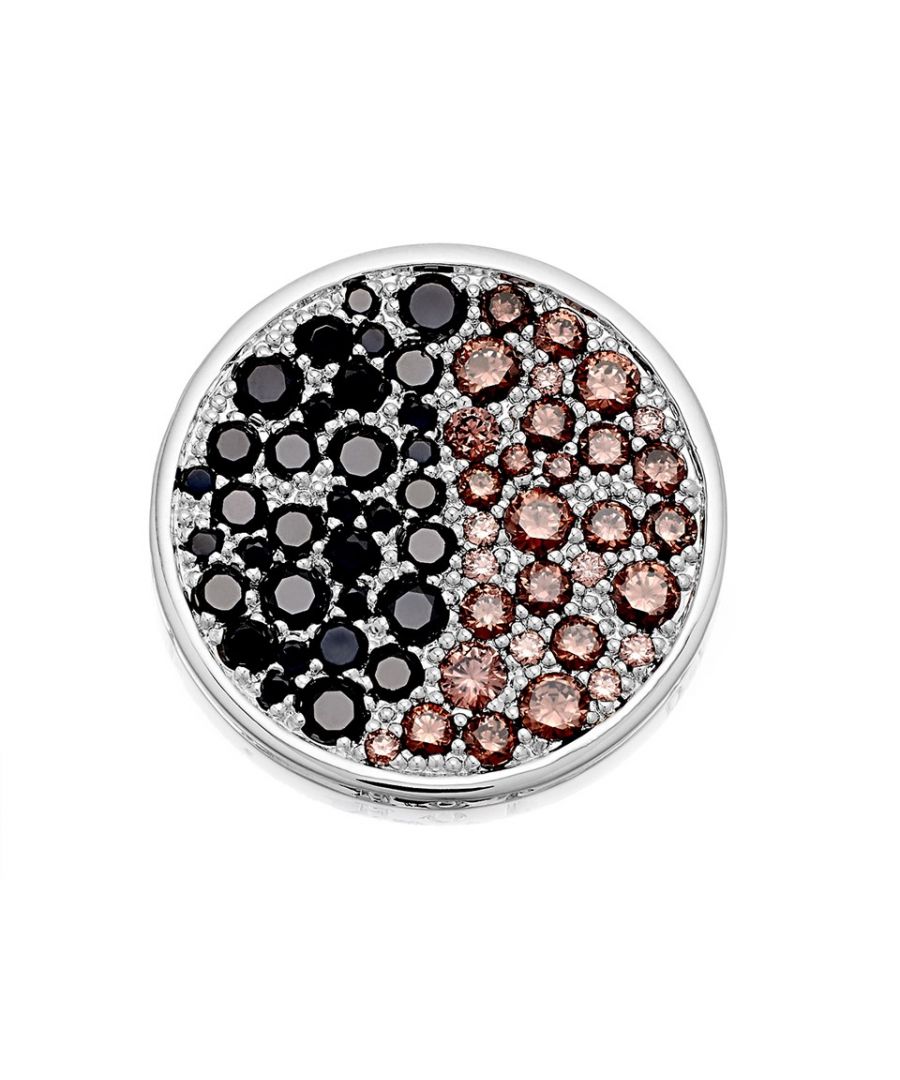 The Corrente, meaning energy in Italian coin is a beautiful addition to our Emozioni range. The silver plated coin features shaded black and brown crystals, measures 30mm, suitable to be held in the 33mm Emozioni coin keeper mounts and hung from the Emozioni chain, all available on offer.
