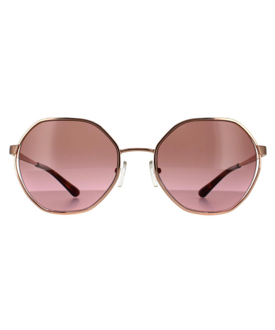 Michael Kors Round Womens Rose Gold Brown Pink Gradient Sunglasses Metal - One Size