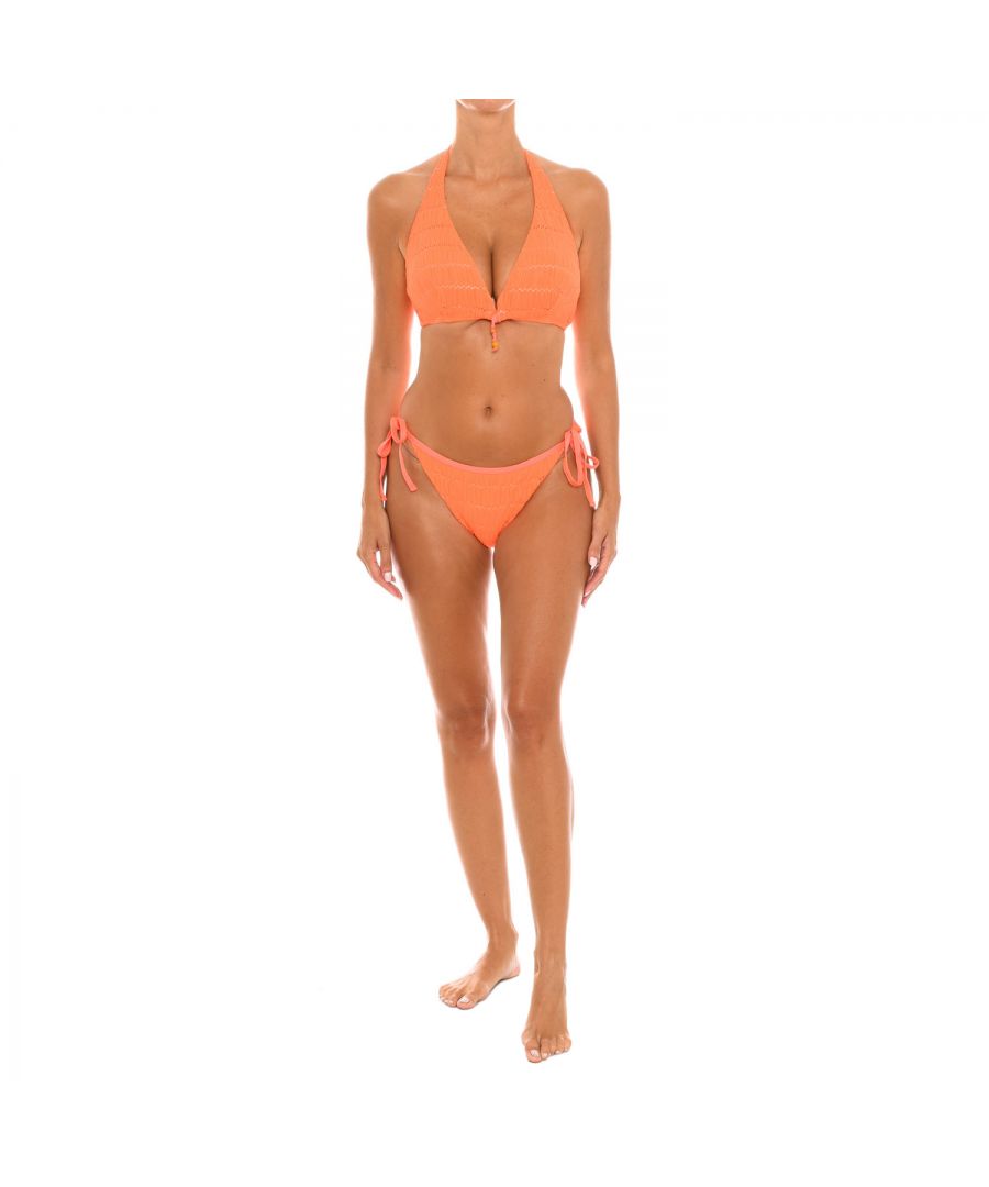 Teleno Womenss wireless halter bikini EB0261B - Orange - Size 40B