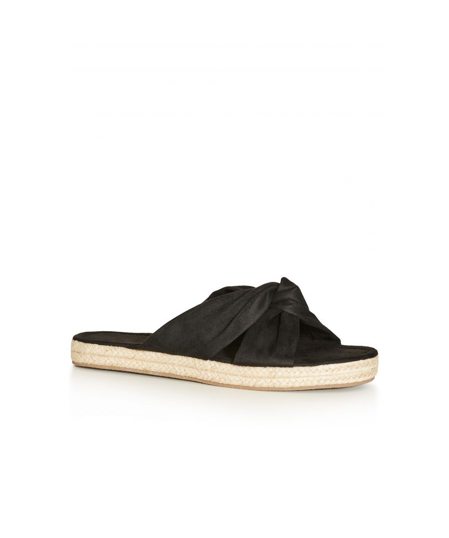 The perfect sandals for your new season wardrobe. A sleek black hue is versatile and easy to pair, whilst a chunky espadrille sole will bring an on-trend boho feel to your look.