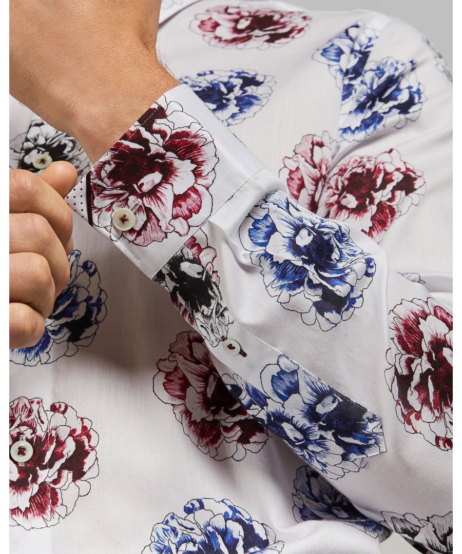Image for Ted Baker Carbonr Flower Print Phormal Shirt, White