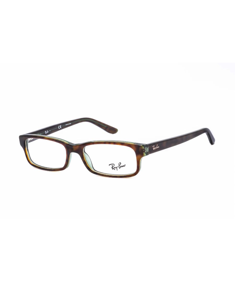 Ray-Ban Rectangular Acetate Men Eyeglasses Green Havana / Clear Lens - One Size