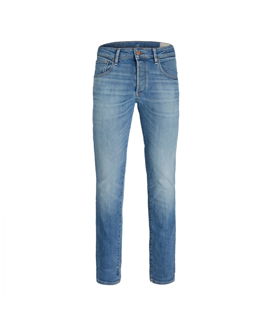 Heren jeans van het merk Jack & Jones. De broek is gemaakt van hoogwaardig katoen, polyester en elastaan. De elastaan zorgt ervoor dat de broek veel stretch heeft en dus een mooi aansluitende pasvorm heeft.  Merk: Jack & JonesModelnaam: JJi Tim JJ DavisCategorie: heren jeansMaterialen: katoen, polyester, elastaanKleur: blauw