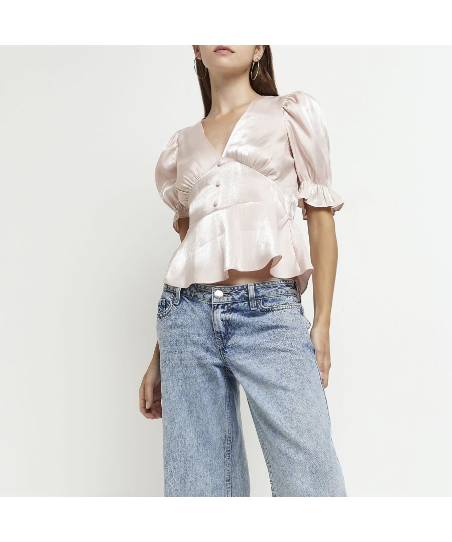 River Island Womens Peplum Top Pink Viscose - Size 10 UK