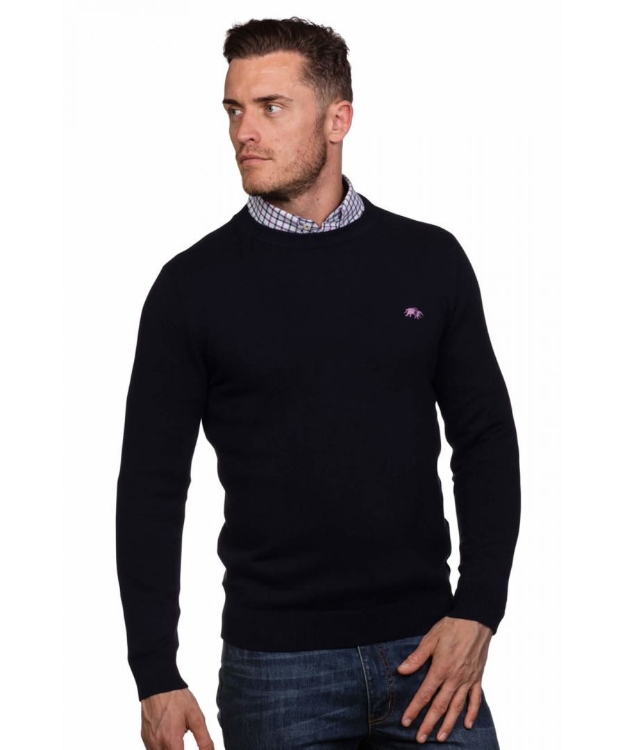With a luxurious cashmere mix the Raging Bull crew neck is a must have for cooler days. Embroidered with the iconic bull logo to left side of chest. Team it up with your favourite shirt or polo.