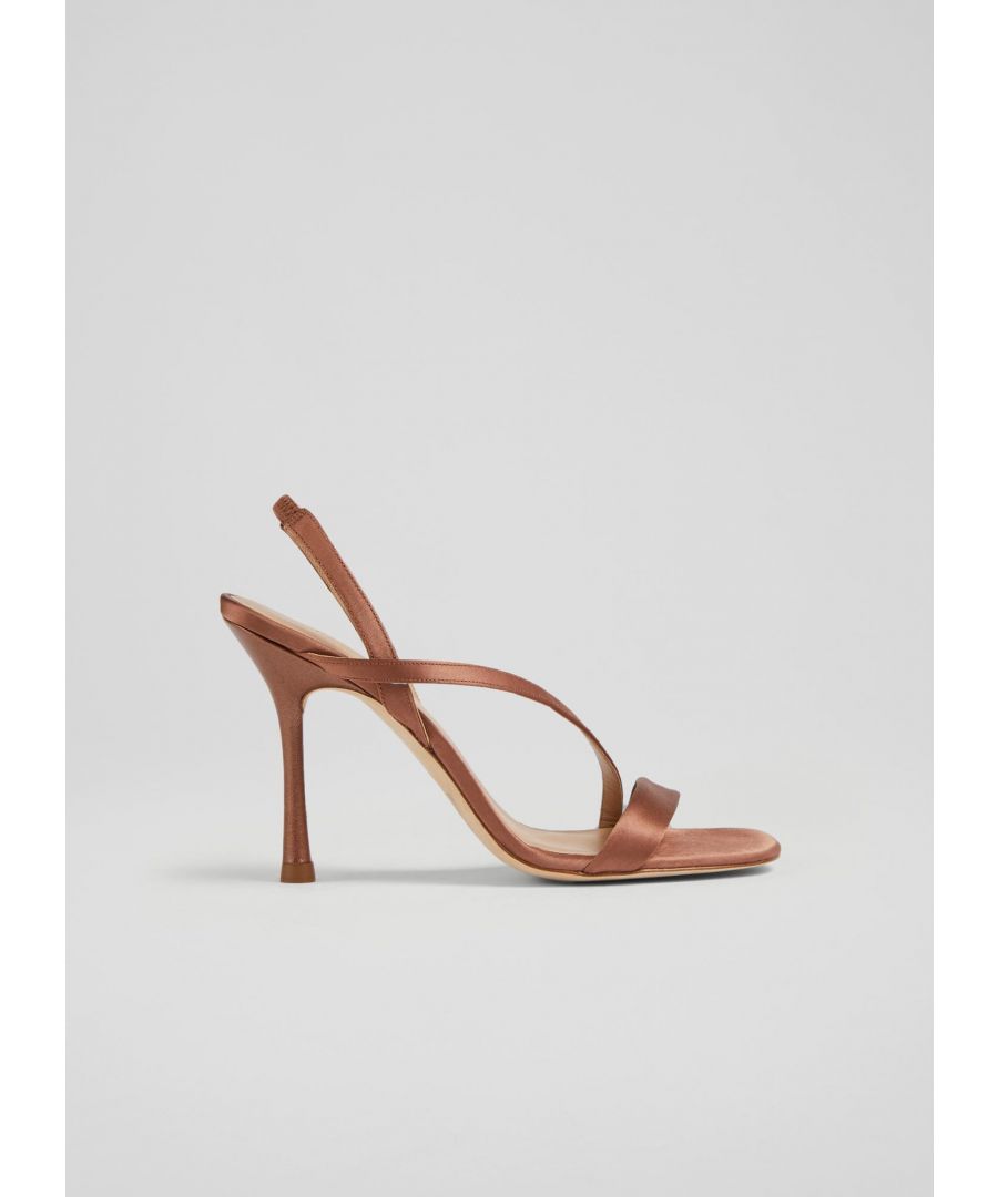 A sexy, strappy sandal is perfect for dressing up looks all year round, and our November sandals hit the mark this season in elegant mocha brown satin. Crafted in Spain, they have asymmetric strap detail elasticated back straps for a great fit and curvaceous, 100mm stiletto heels. Wear them with party dresses or for dressing up suiting and more casual pieces.