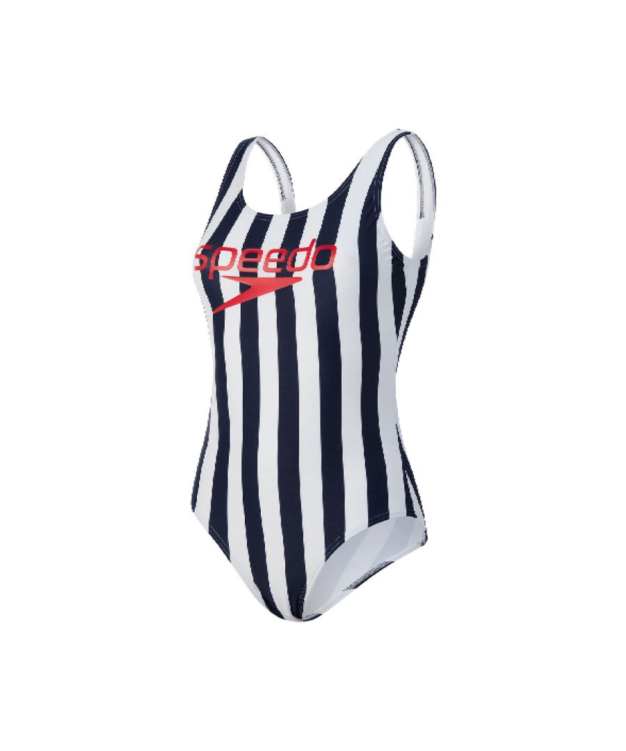 Speedo Ice Cream U-Back Navy/White Womens Swimsuit - Size 8 UK