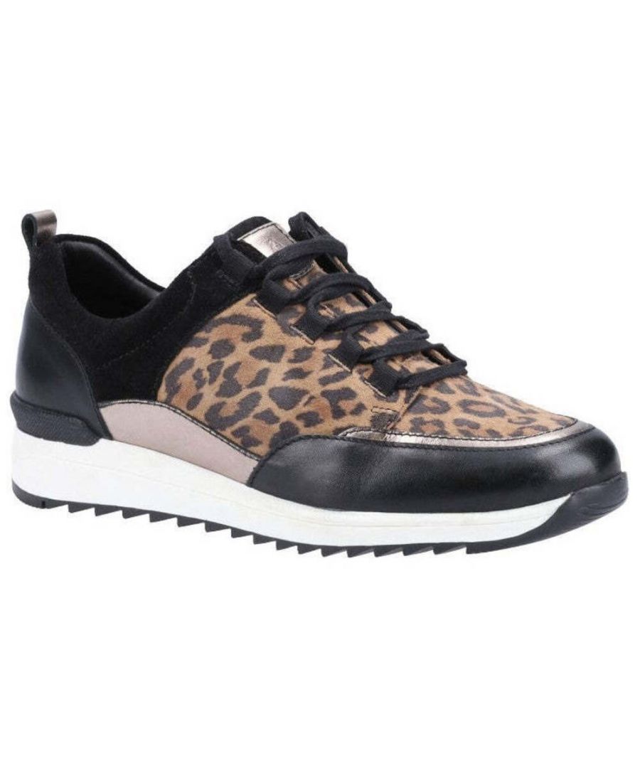 Upper: Leather, Suede. Lining: Leather, Socklining. Insole: Memory Foam. 5 Eyelets. Comfort Footbed, Padded Ankle, Padded Collar, Pull Tab. Flat. Cut: Low Cut. Design: Contrast, Leopard Print. Toe Style: Round. Fastening: Lace Up.