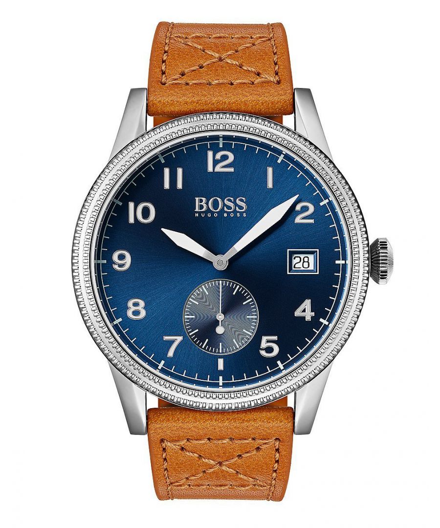 Dit Hugo Boss Heren horloge beschikt over een Quartz binnenwerk. De kast (44 mm mm) is vervaardigd uit RVS (Zilverkleurig) en heeft een Mineraalglas. De band is Bruin Leer. Dit horloge uit de Hugo Boss Legacy reeks is een mooi en tijdloos geschenk. Verras jezelf of iemand anders met dit cadeau. Bovendien geniet u hierbij van 2 jaar garantie tegen alle fabricagefouten.