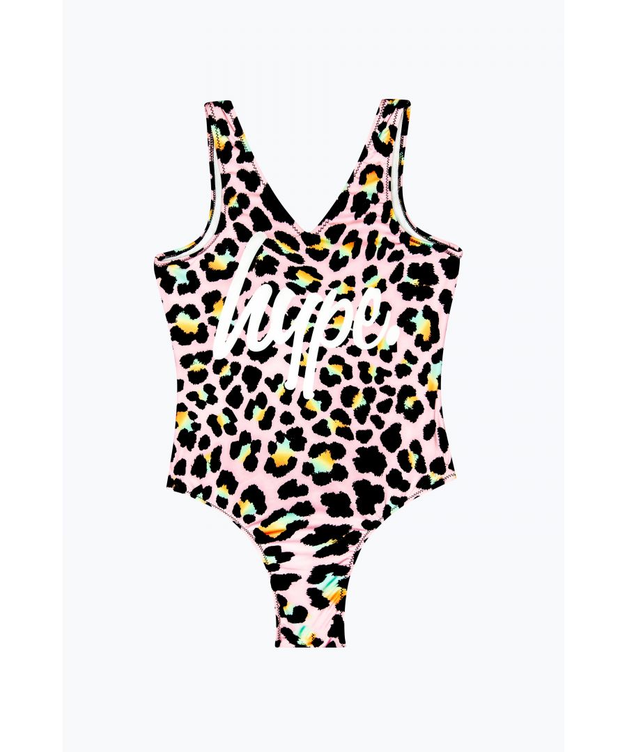 Hype Girls Multi Disco Leopard Swimsuit - Multicolour - Size 7-8Y