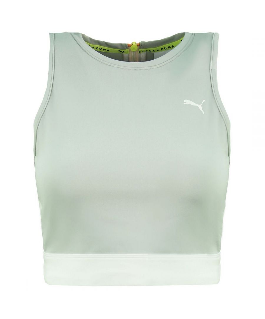 Puma x Selena Gomez Crew Neck Sleeveless Grey Womens Crop Top 579787 01
