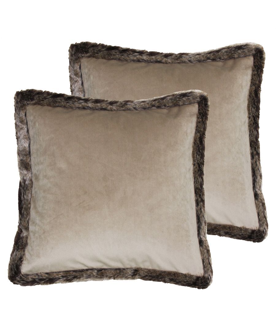The kiruna cushion cover is fit for any ski lodge. Named after the swedish town, the kiruna cushion envokes images of snowy mountains and cosy cabins.  with a strong faux fur border in realistic natural tones and rich colouring you’ll be able to convert room into a lair of your own. The kiruna cushion has a super soft, velvet-feel front and back – perfect to cuddle up with. Don’t worry, this realistic cushion is made of 100% hard-wearing polyester and no animals were harmed during its creation. This cushion cover must be treated carefully and is therefore dry clean only. However this cushion is iron appropriate.