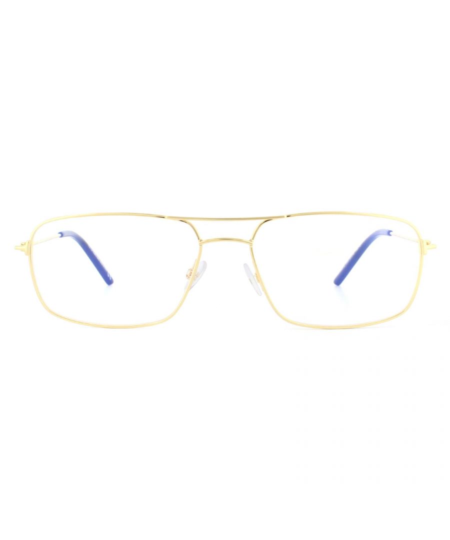 The Tom Ford FT5582-B 030 Gold Men's Eyewear is a soft rectangular model made of very thin metal and featuring a double bridge, adjustable nose pads and plastic temples for comfort. The Tom Ford T logo is incorporated into the hinge design. The blue light-blocking lenses help reduce and prevent eye fatigue caused by long exposure to digital devices.