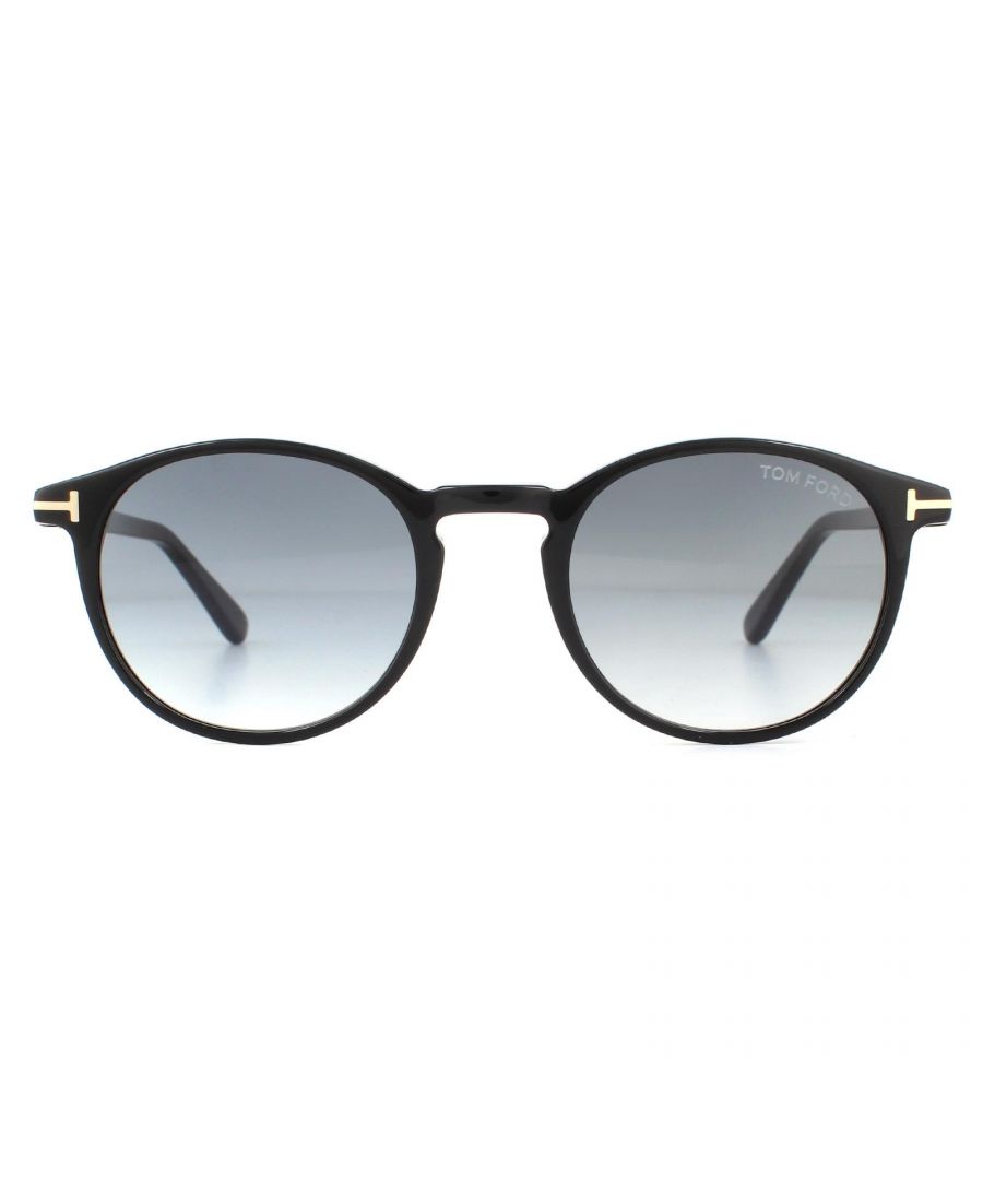 Tom Ford Sunglasses Andrea FT0539 01B Black Grey Gradient are a great retro style with the round lens shape and keyhole bridge design. The Tom Ford T bar around the temples gives that iconic Tom Ford look for extra authenticity and sign of quality.