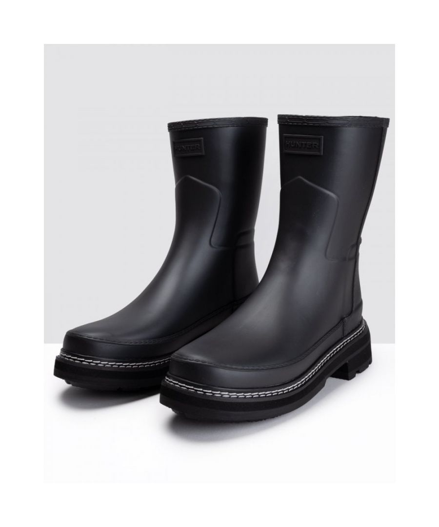 Hunter Refined Short stitch Detail Womens Boot - Black - Size UK 7