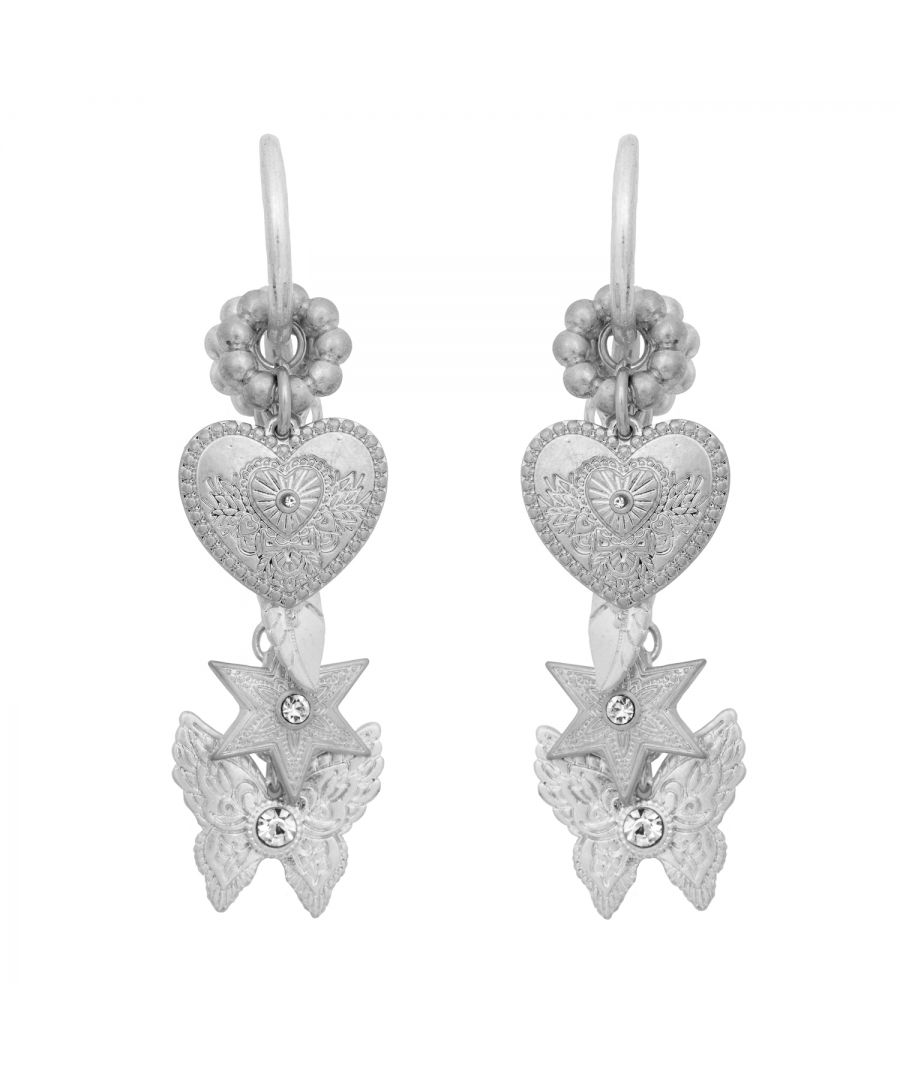 Image for Silver Butterfly Mix Charm Drop Earrings