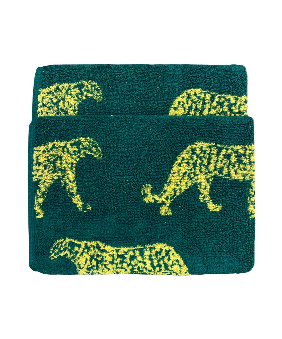 Take a walk on the wild side with this 100% Turkish cotton hand towel showcasing a repetitive print of the majestic Leopard. With its quirky colour palettes and bold hem trim - this design will certainly add that touch of colour your home is screaming for! This product is certified by OEKO-TEX® showing it has been sustainably made.