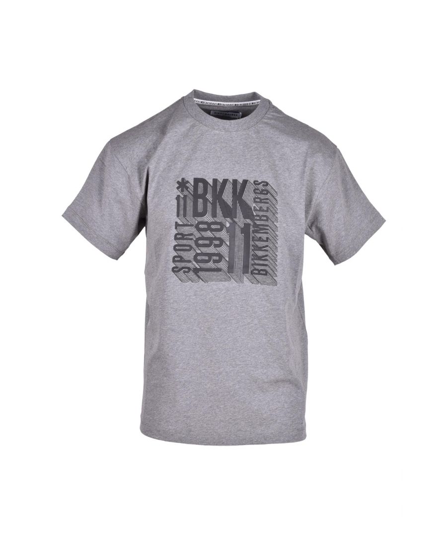 Brand: Bikkembergs Gender: Men Type: T-shirts Season: Fall/Winter  PRODUCT DETAIL • Color: grey • Pattern: print • Sleeves: short • Neckline: round neck  COMPOSITION AND MATERIAL • Composition: -94% cotton -6% elastane  •  Washing: machine wash at 30°