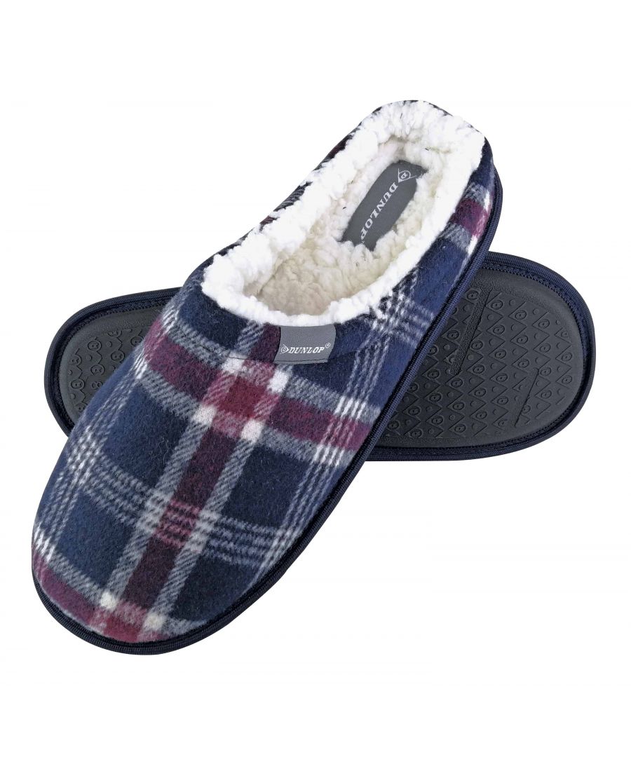 Dunlop Mens Slippers New Fairisle Slip On Cushioned Sole Luxury Mules Shoes Size 