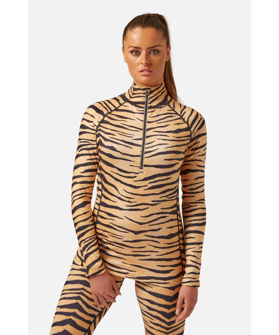 Surfanic Womens Cozy Limited Edition Zip Neck Baselayer Tiger - Orange - Size 8 UK